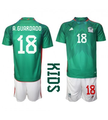 Mexiko Andres Guardado #18 Hemmakläder Barn VM 2022 Kortärmad (+ Korta byxor)